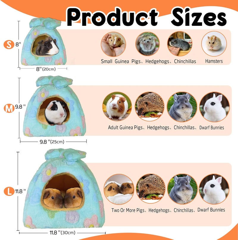 GINIDEAR Guinea Pig Bed, Guinea Pig Warm Hideout House Accessories Cozy Bed for Small Animals Hamsters Chinchillas Dwarf Bunnies Hedgehogs. M, Green Flower - Image 3